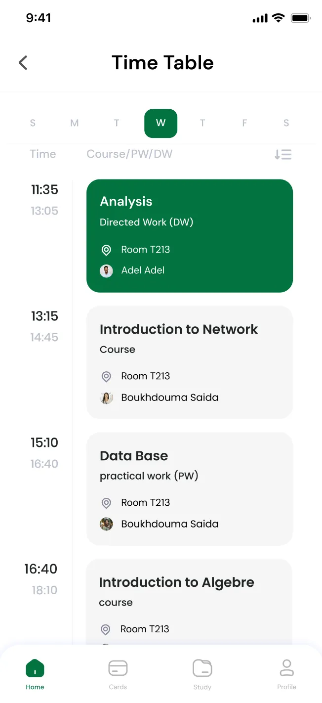 Schedule Screen